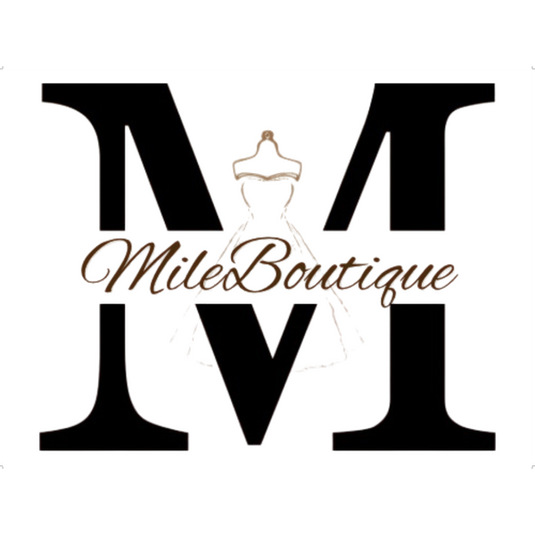 Logo of Mile Boutique with stylized 'M' and dress form on a white background